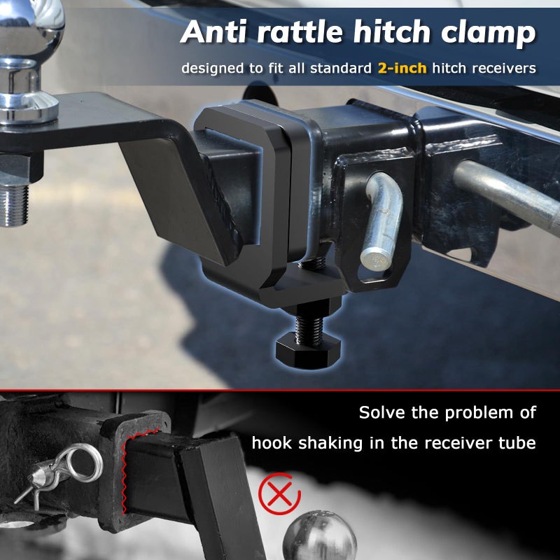 Zelvoro 2"" Anti Rattle Hitch Clamp, Hitch Tightener with 2 Silencer Pads, Heavy Duty Hitch Stabilizer, Corrosion Resistance - Image 2